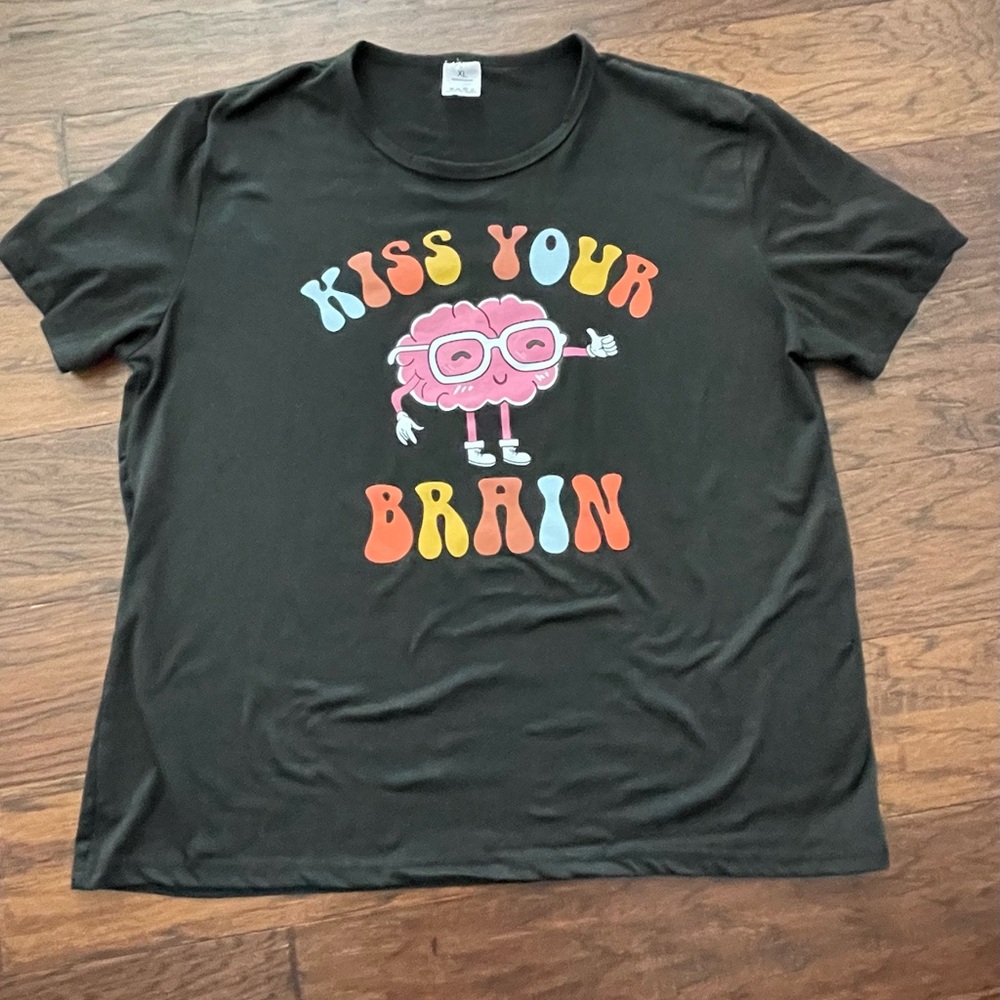 Teacher t-shirt XL black "Kiss your Brain"